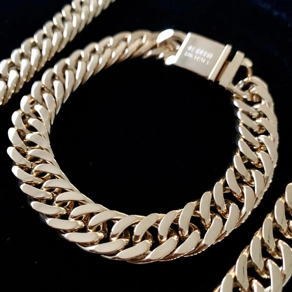 NEW DOUBLE MIAMI CUBAN LINK BRACELET 18K GOLD MADE IN ITALY *LIFETIME WARRANTY*